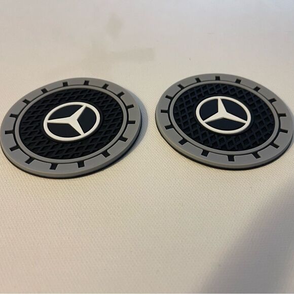 Mercedes Benz Car Cup Coasters in Black and Gray Set of 2 NWT - Picture 3 of 4